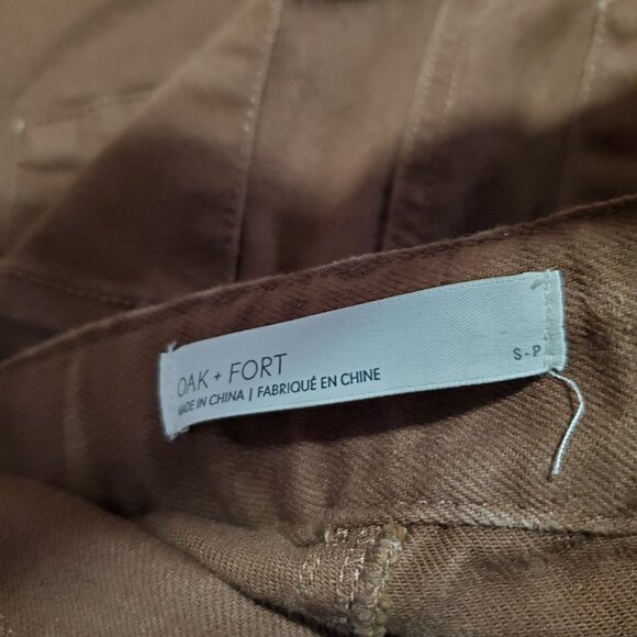 OAK + FORT Cropped Length Twill Wide Leg Pants Culottes Brown Womens Small x 25" - Picture 9 of 14